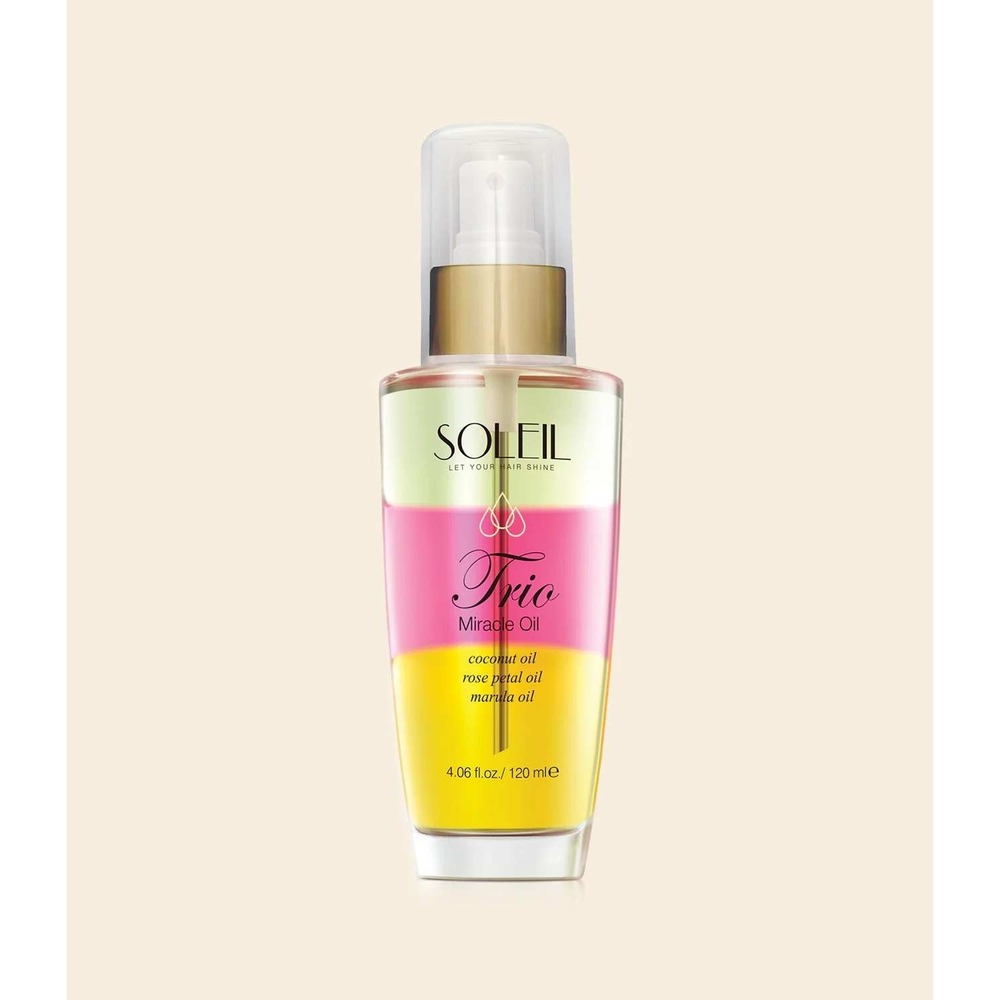 Soleil Trio Miracle Oil Coconut Rose Marula Hair Serum‎ Shine 4.06 oz 120 ml